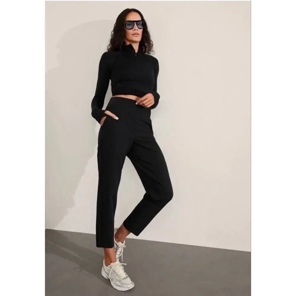 Athleta Endless High Rise Pants Womens Sz 12 Tall Aspen Olive NEW Casual Travel - Picture 3 of 10